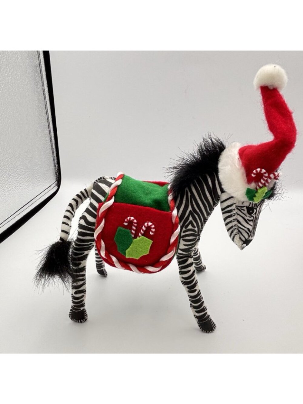 Annalee Dolls Christmas Zebra Candy Canes Santa Hat Plush Red Saddle Black 7” - Picture 4 of 12